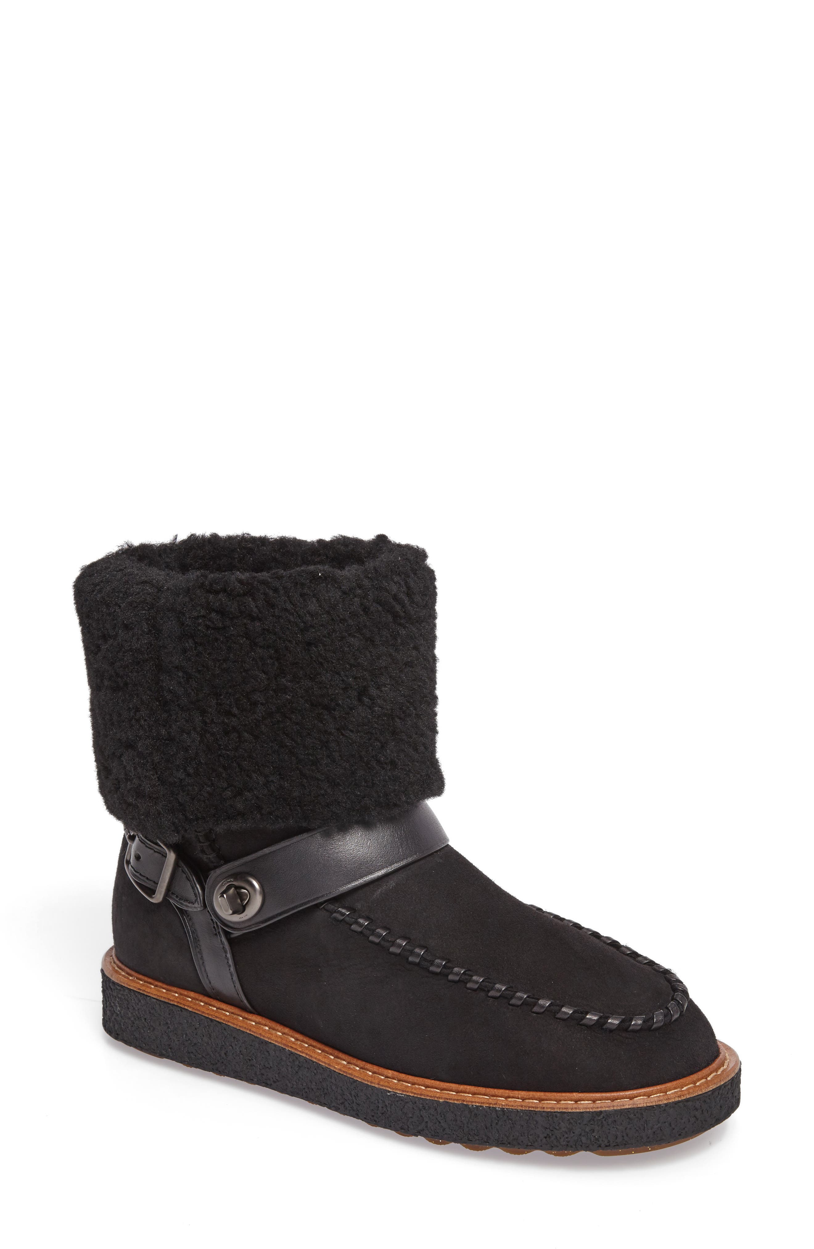 shearling moto boots