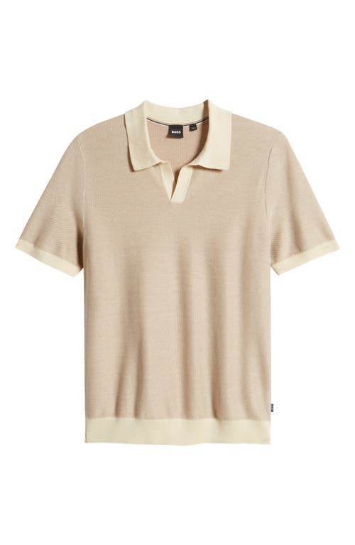 BOSS Tempio Cotton & Lyocell Polo Sweater Off White/Beige at Nordstrom,