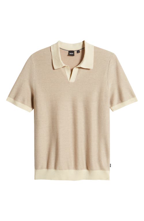 Shop Hugo Boss Boss Tempio Cotton & Lyocell Polo Sweater In Off White/beige