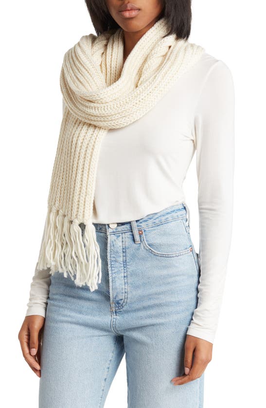 Melrose And Market Metallic Chunky Knit Scarf In Ivory Cloud
