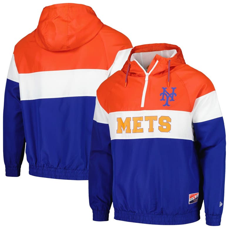 New Era Orange New York Mets Ripstop Raglan Quarter-zip Hoodie Windbreaker Jacket