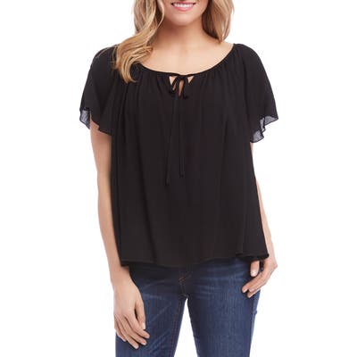 Karen Kane Flutter Sleeve Blouse, Black