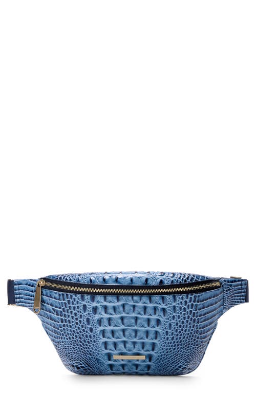 Shop Brahmin Croc Embossed Leather Harker Belt Bag In Blue Serenade