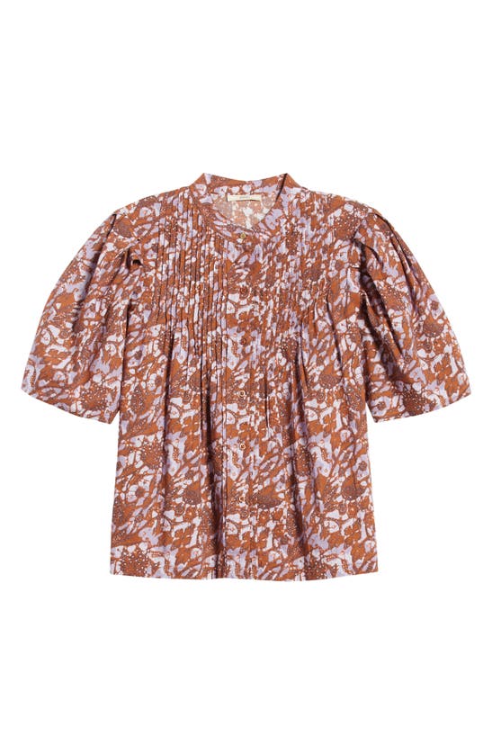 Shop Sessun Virginia Sun Pintuck Puff Sleeve Top In Rust Maybell