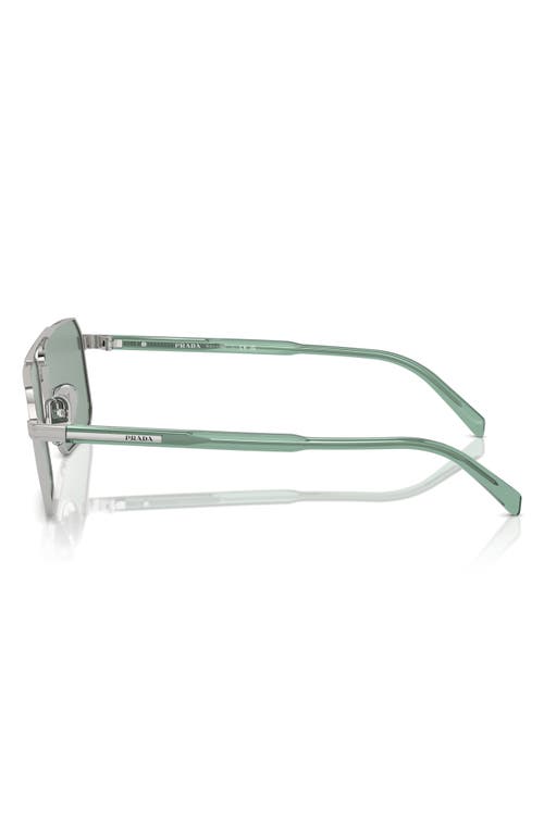 Shop Prada 58mm Rectangular Sunglasses In Silver/teal