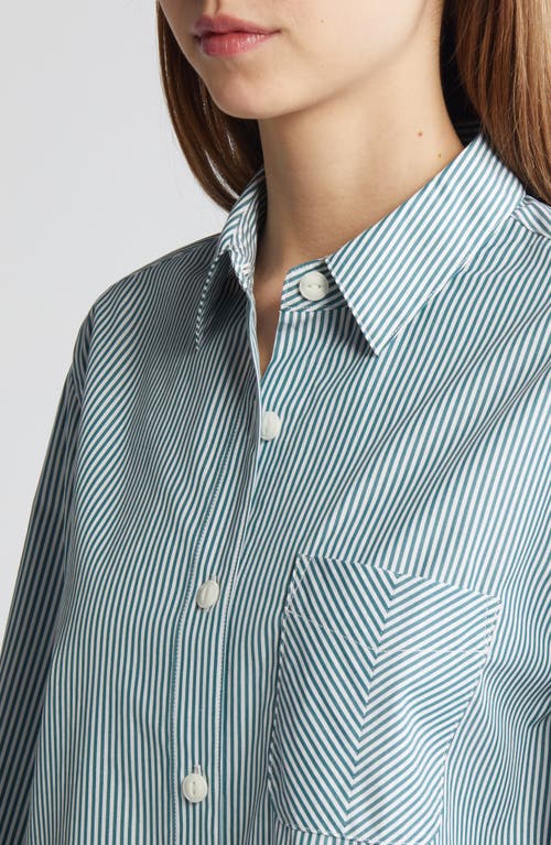 Shop Rag & Bone Maxine Stripe Cotton Button-up Shirt In Green Stripe