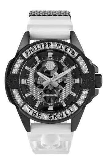 Philipp Plein Sport The $kull Silicone Strap Watch, 44mm In Black/white
