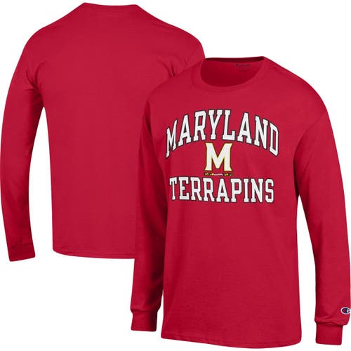 Men's Champion Red Maryland Terrapins High Motor Long Sleeve T-Shirt