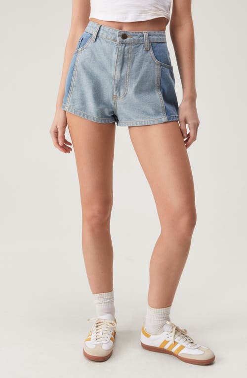 NASTY GAL Colorblock Denim Shorts Authentic Midwash at Nordstrom,