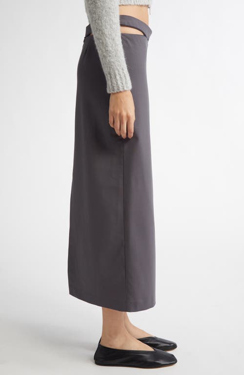 Paloma Wool Jiaqi Cutout Waist Midi Skirt In Grey