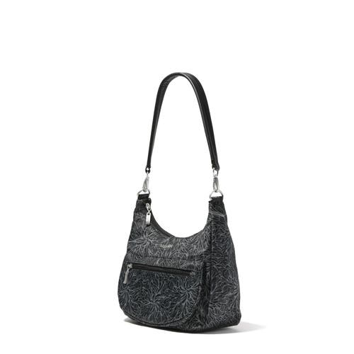 Baggallini Modern Pocket Half Moon Shoulder Bag In Midnight Blossom