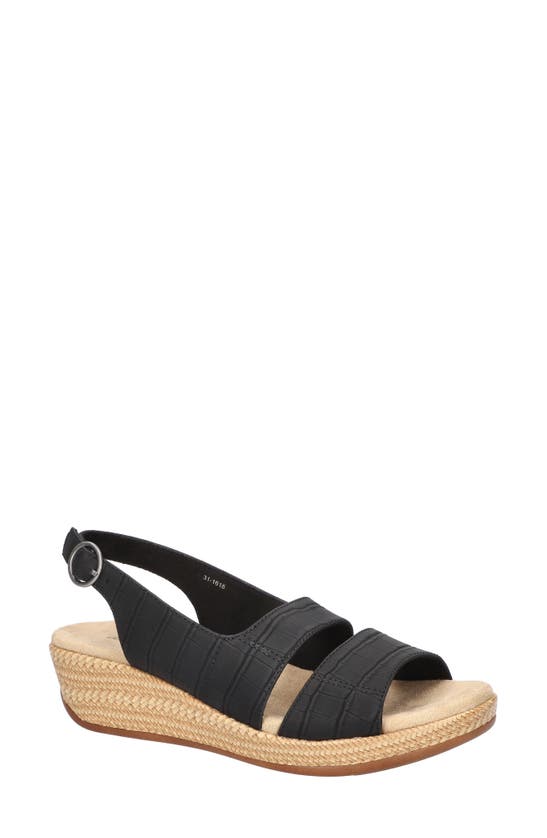 Shop Easy Street Gannett Slingback Wedge Sandal In Black Croco