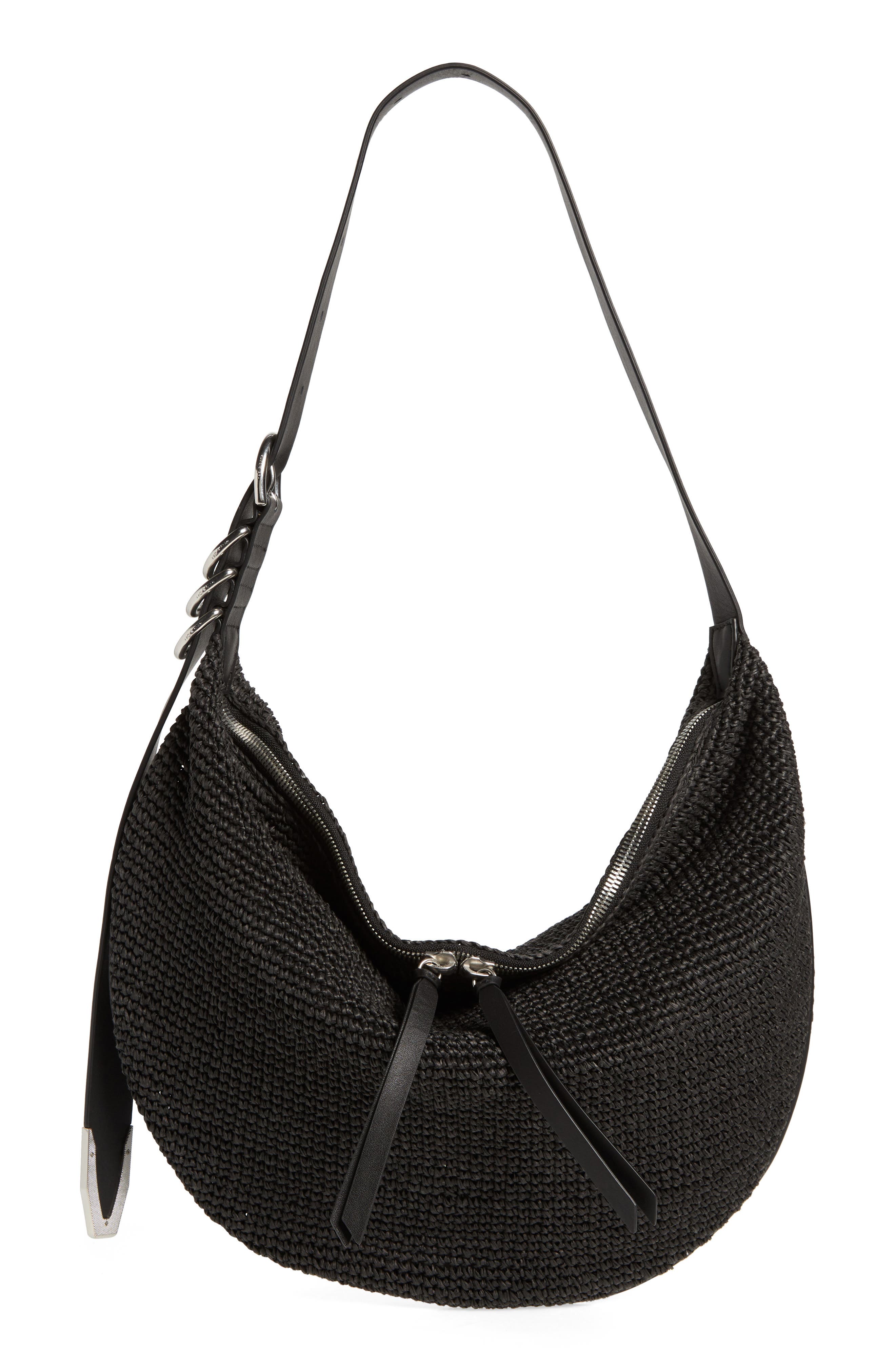 Rag & Bone Small Mercer Leather Hobo Bag In Black