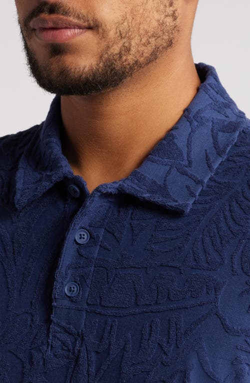 Shop Tori Richard Flower Bungalow Floral Terry Cloth Polo In Navy