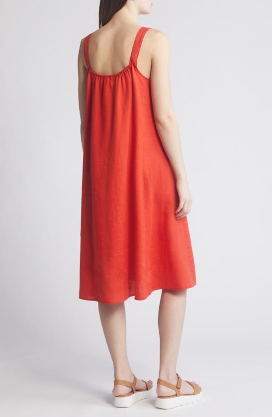 Shop Eileen Fisher Organic Linen Cami Midi Dress In Flame
