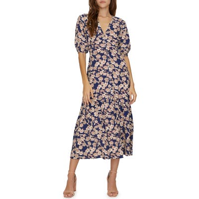 Sanctuary Florence Floral V-Neck Dress, Blue