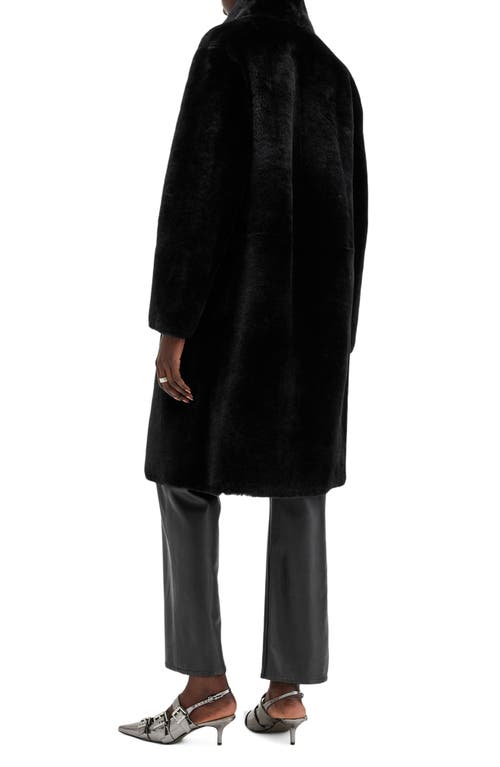 Allsaints Serra Reversible Genuine Shearling Coat In Black