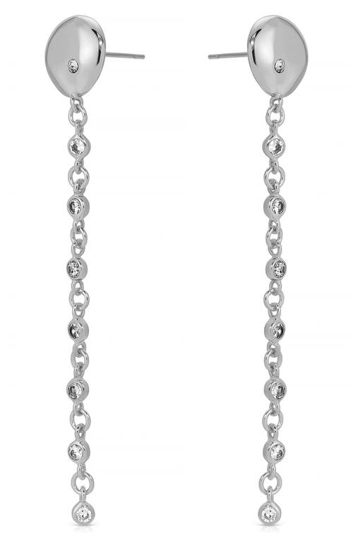 Ettika Polished Pebble Crystal Drop Earrings In Rhodium/silver