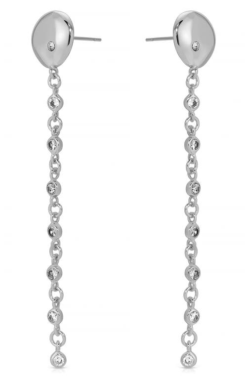 Shop Ettika Polished Pebble Crystal Drop Earrings In Rhodium/silver