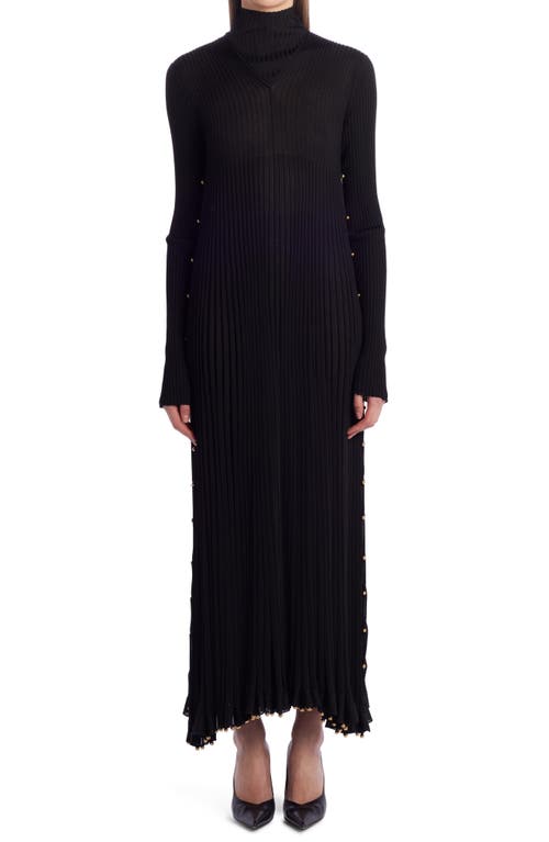 Bottega Veneta Bead Detail Long Sleeve Rib Sweater Dress in Black