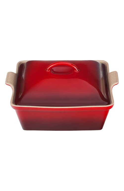 Le Creuset Heritage 2 1/2 Quart Covered Square Stoneware Casserole in Cherry at Nordstrom