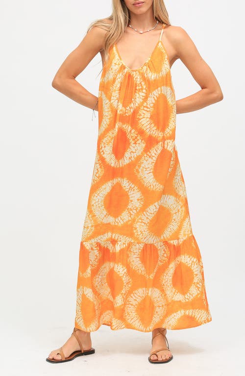 Electric & Rose Laney Tie Dye Maxi Dress In Tangerine/cloud