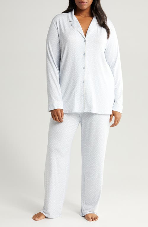 Moonlight Eco Knit Pajamas in Blue Feather Hatch Dot