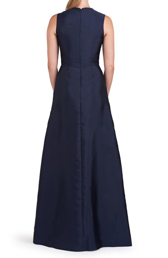 Shop Kay Unger Aurelia Sleeveless A-line Gown In Dark Navy