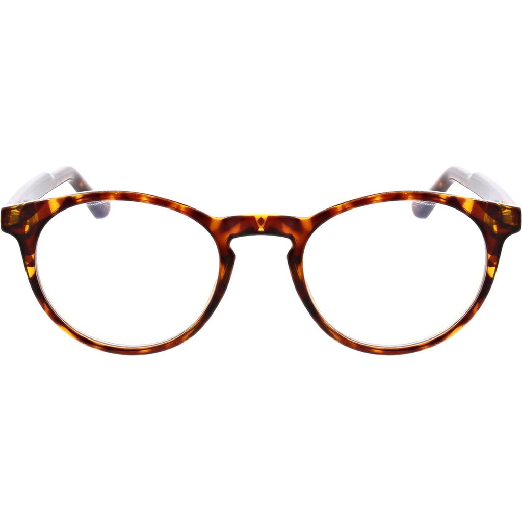 Oscar De La Renta 48mm Round Keyhole Blue Light Blocking Glasses In Tortoise