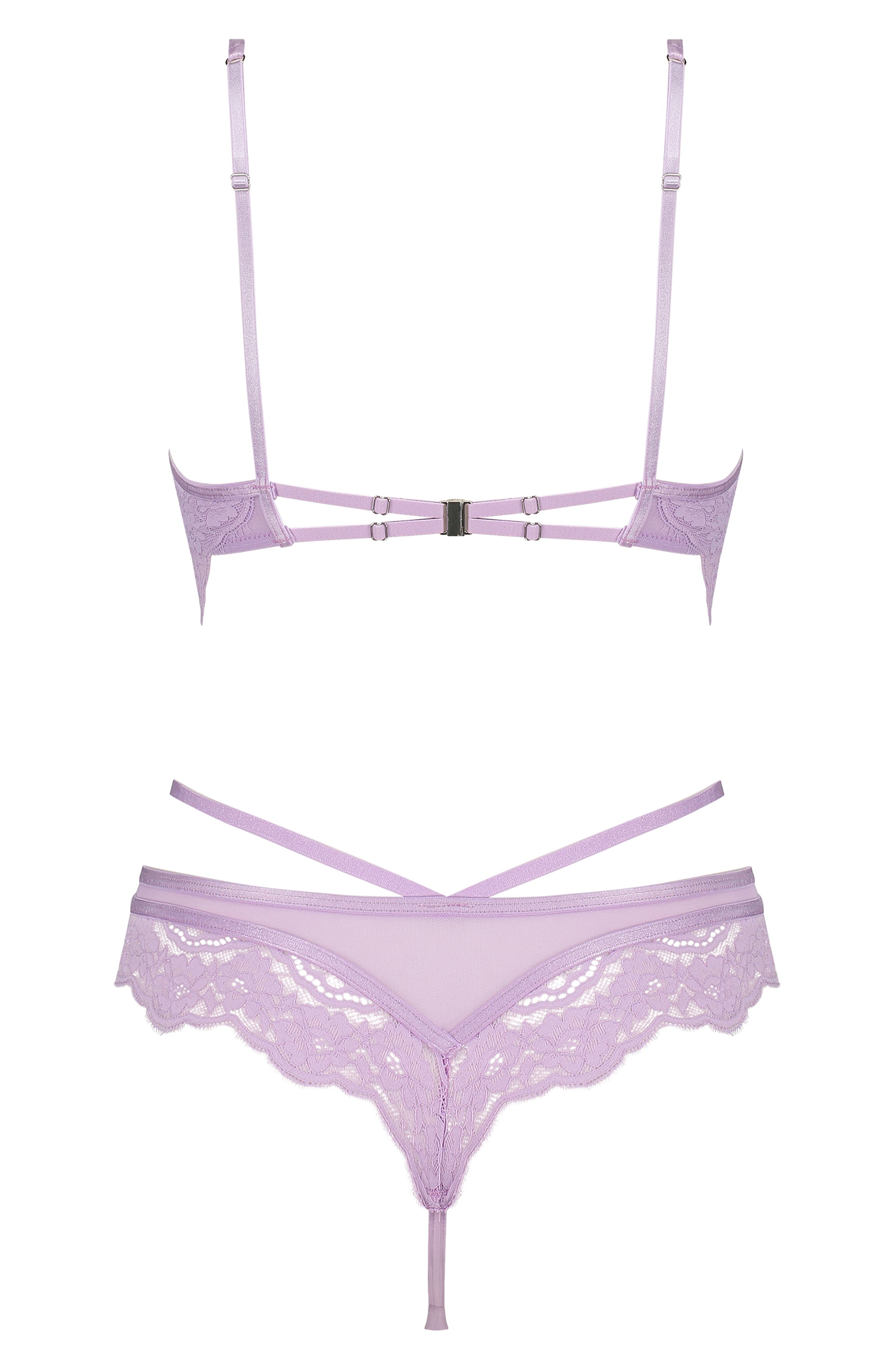 Hunkemöller Blaise Cutout Strappy Lace Underwire Teddy in Lavendula