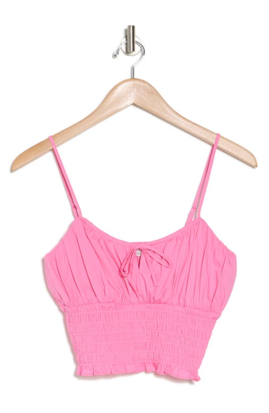 Shop Wayf Smocked Crop Camisole In Bubblegum Pink