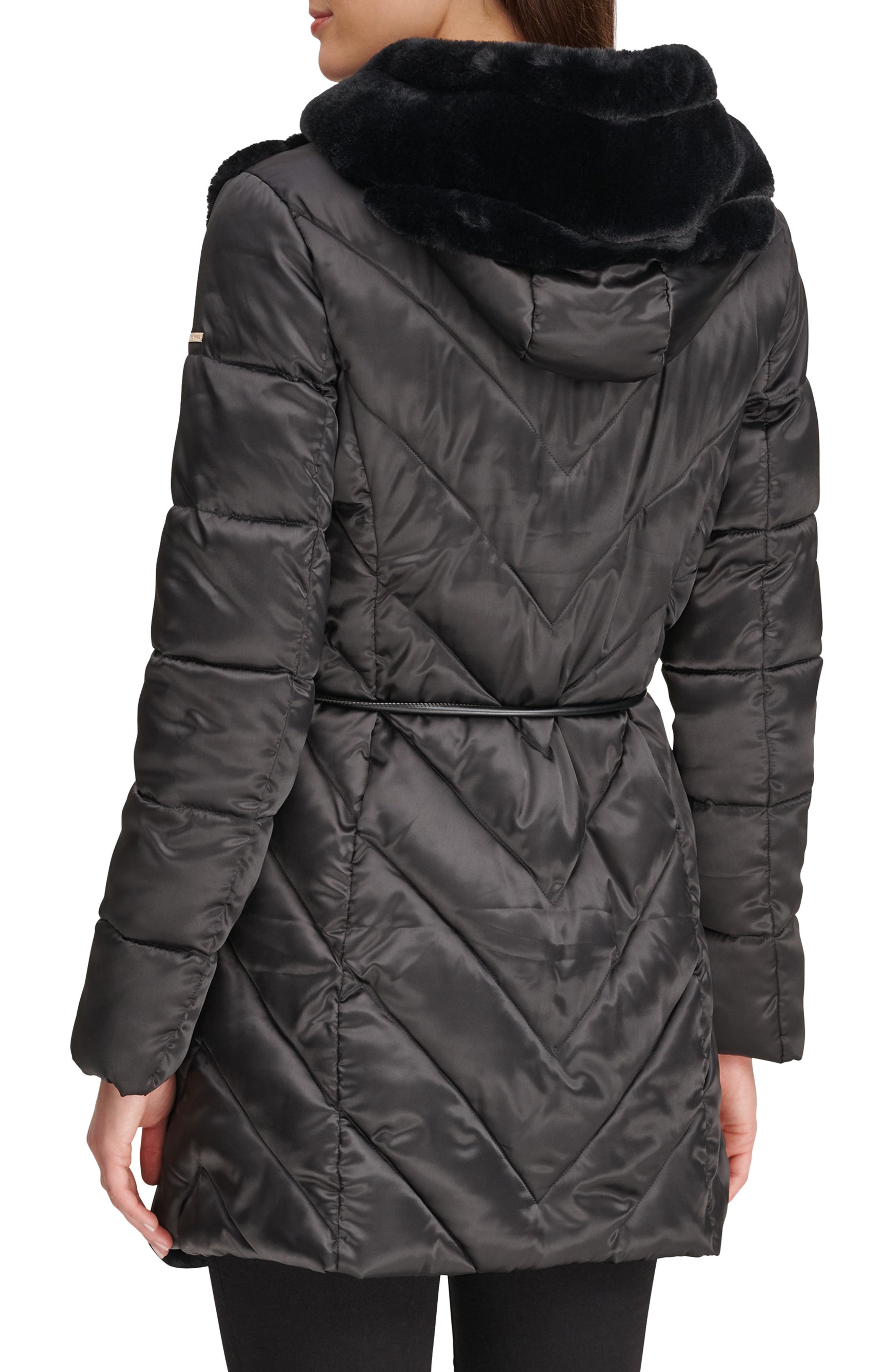 Tiered Faux Fur Belted Tassel Coat 