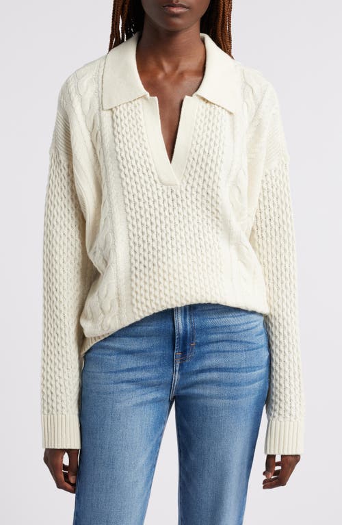 Shop Treasure & Bond Merino Wool & Cotton Cable Sweater In Ivory Dove