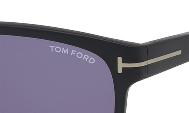 Shop Tom Ford Giulio 57mm Geometric Sunglasses In Matte Black/ Blue Smoke