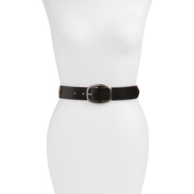 Frye Geo Pattern Beaded Leather Belt, Black