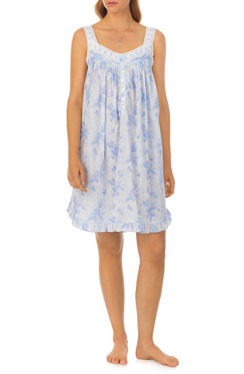 Sleeveless Cotton Lawn Short Nightgown