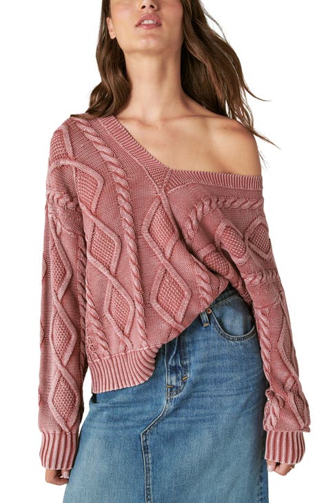 Nordstrom Lucky Brand Cable Stitch V-Neck Sweater 89.50