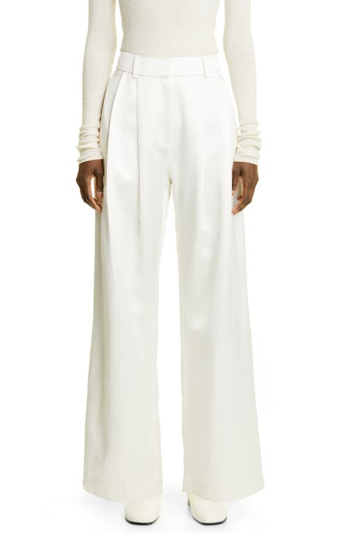 CO Satin Pleat Front Wide Leg Pants in Ivory