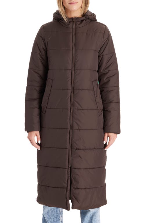 3-in-1 Long Quilted Waterproof Maternity Puffer Coat in Dark Chocolate