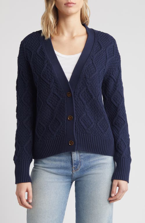 Shop Caslonr Caslon(r) Diamond Cable Knit Cardigan In Navy Blazer