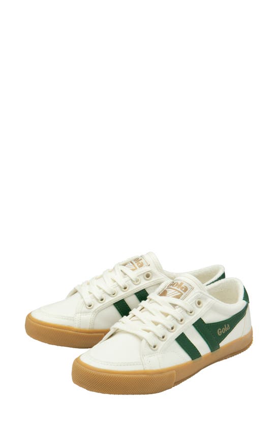 Shop Gola Stratus Plimsolls Sneaker In Off White/ Green/ Gum