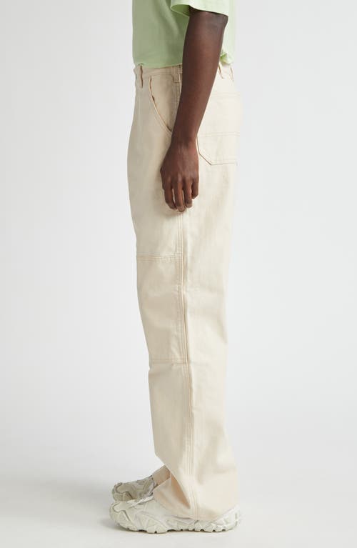 Shop Acne Studios Paneled Cotton Canvas Trousers In Oatmeal Melange