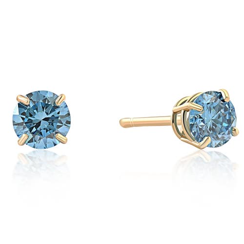 Bliss Diamond 1/2ct Blue Lab Grown Diamond Studs In 14k Yellow Gold
