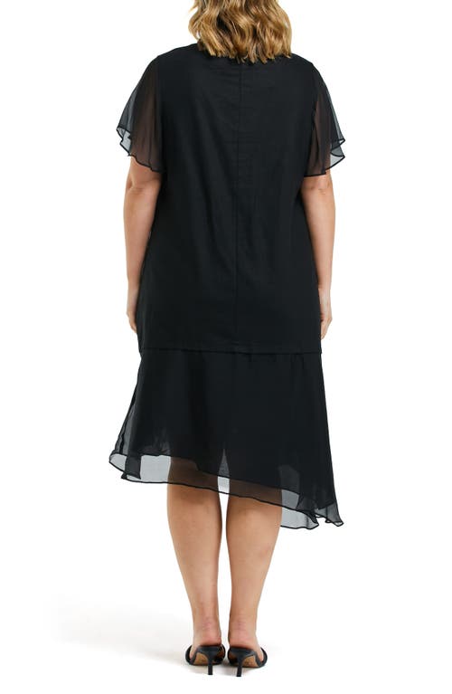 Estelle Shadow Linen Blend Midi Dress In Black