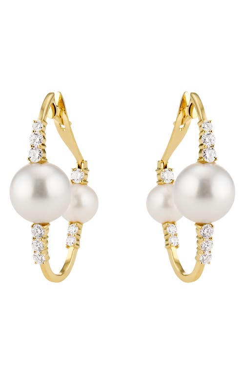 Hueb Spectrum Diamond & Pearl Hoop Earrings In Gold