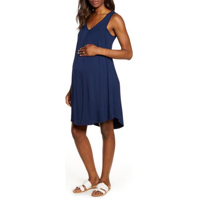 Angel Maternity Maternity/nursing Swing Dress, Blue