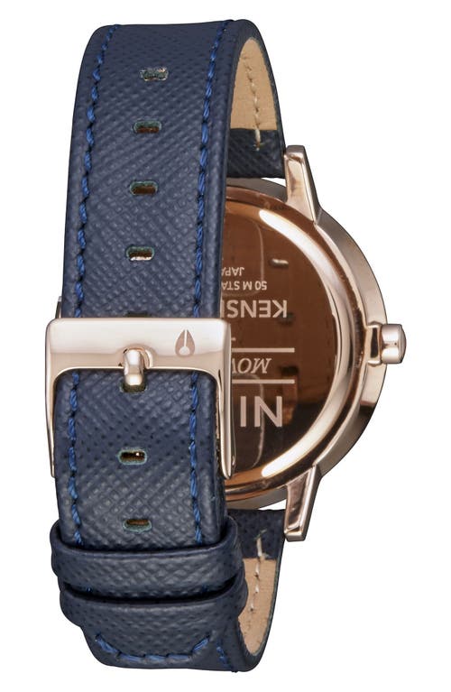 Shop Nixon 'the Kensington' Leather Strap Watch, 37mm In Blue/rose Gold