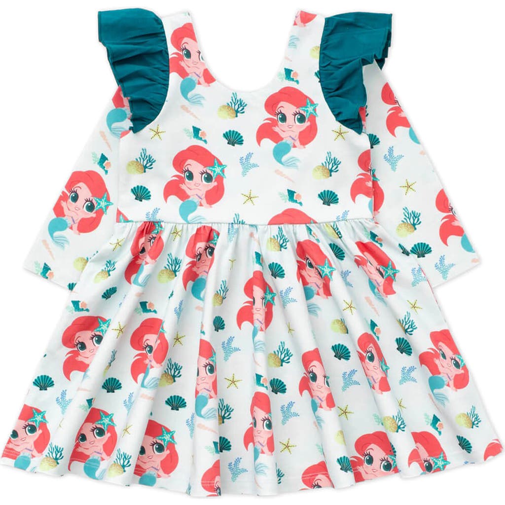 Monica + Andy x Disney Let's Dance Ruffle Long Sleeve Party Dress in Ariel