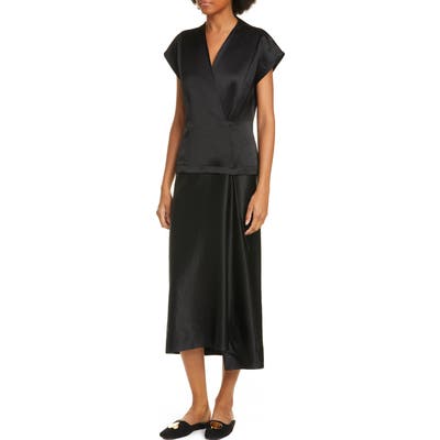 Zero + Maria Cornejo Iro Faux Wrap Midi Dress, Black