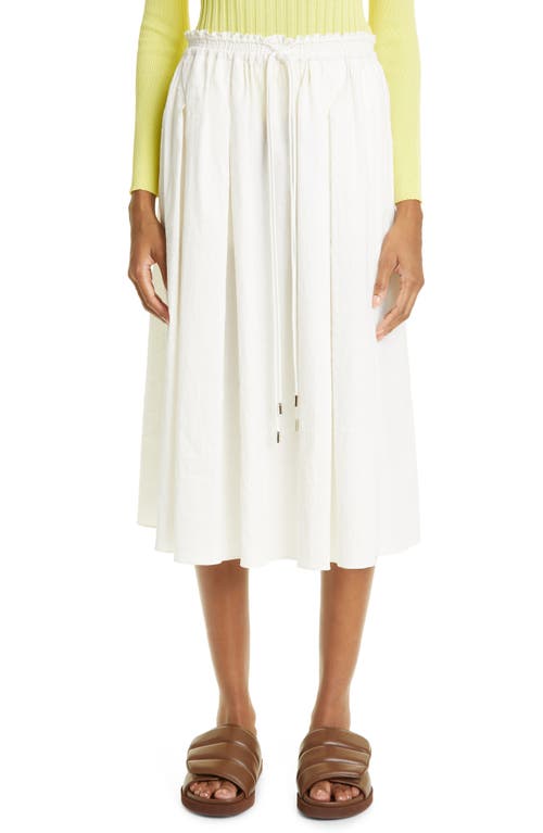PARTOW Amber Double Drawstring Crinkle Linen & Cotton Blend Midi Skirt in Ivory